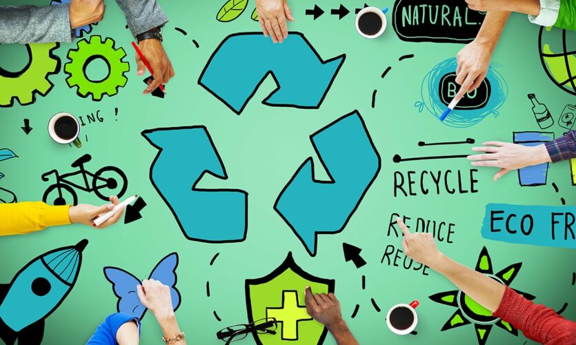 Écologie recyclage action, engagement ensemble pour un monde meilleur