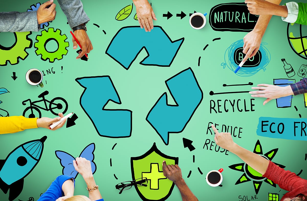 Écologie recyclage action, engagement ensemble pour un monde meilleur